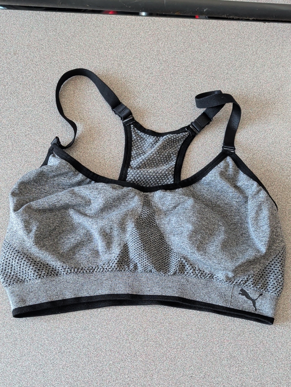 Puma Gray & Black Seamless Racerback Sports Bra